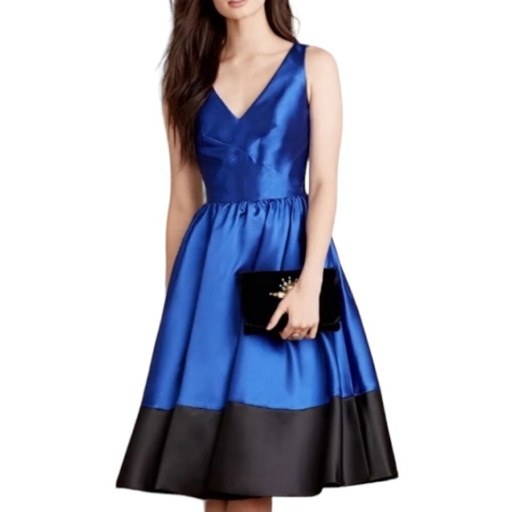 Royal Blue Colorblock Formal Cocktail Dress